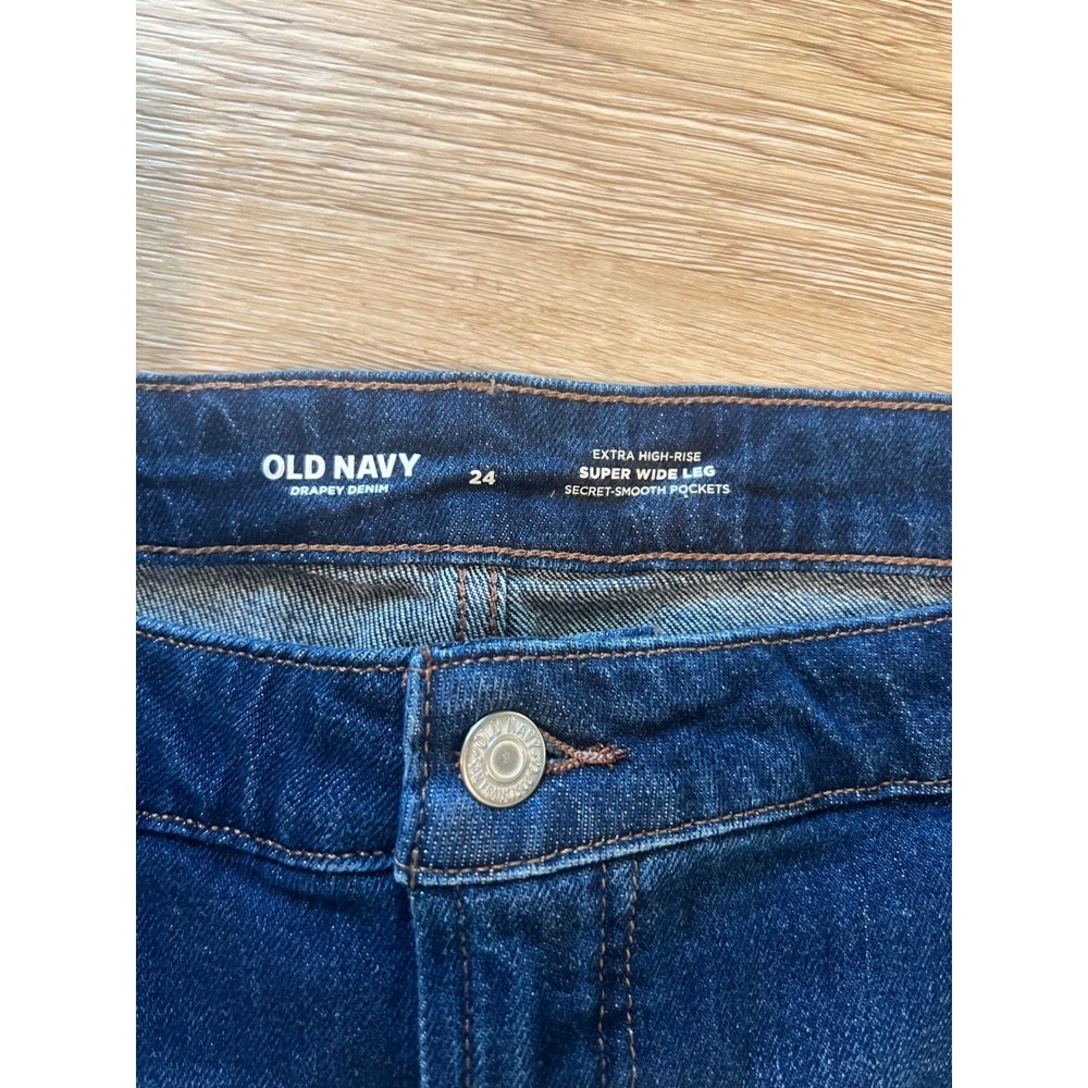 NWT Old Navy Extra HighRise Super Wide Leg Jeans Women's Size 24 Dark Wash Denim - Picture 2 of 4